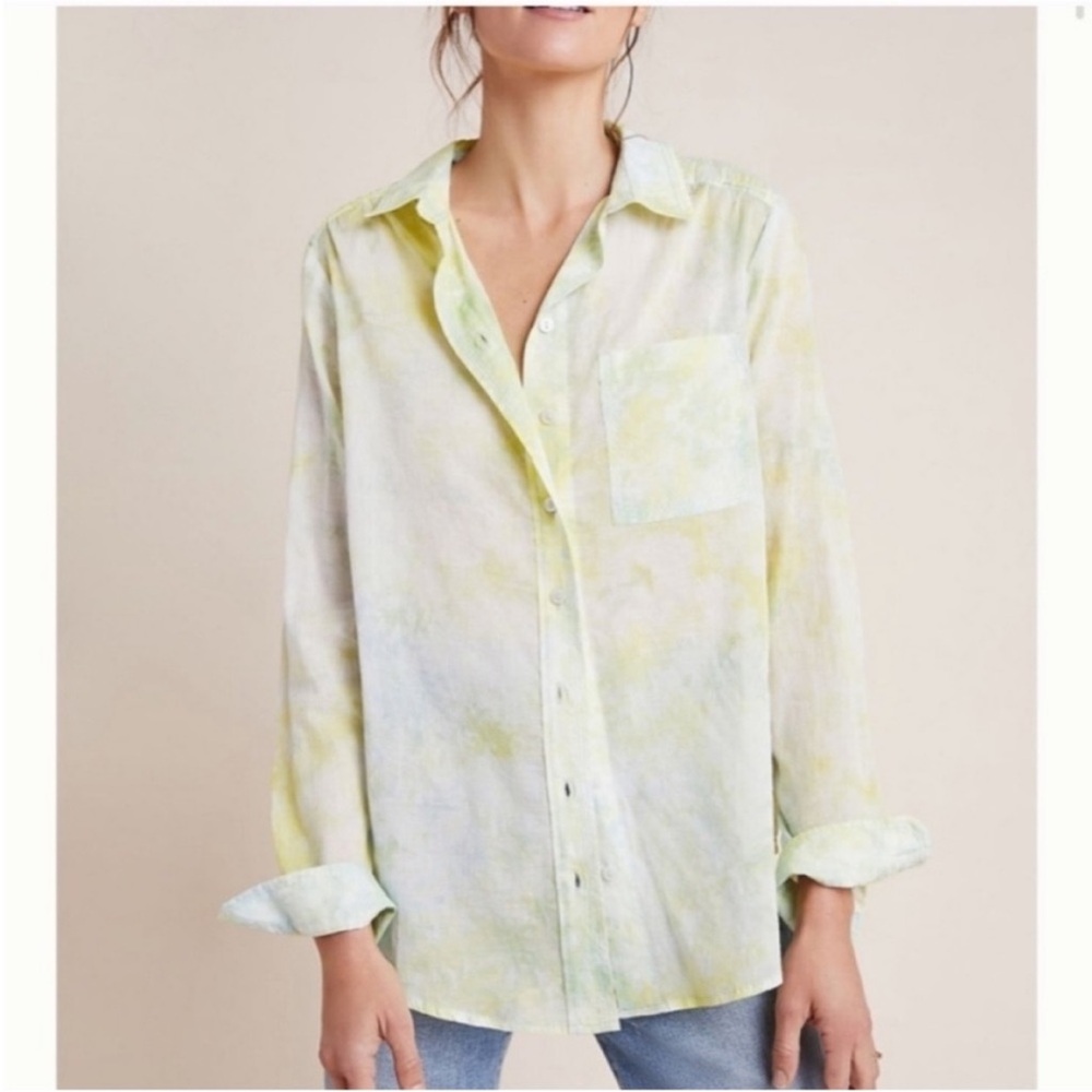 Anthropologie Pilcro Long Sleeve Button Down Cate Tie Dye Shirt.